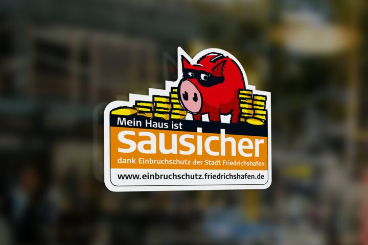 Aufkleber Stadt Friedrichshafen „sausicher“